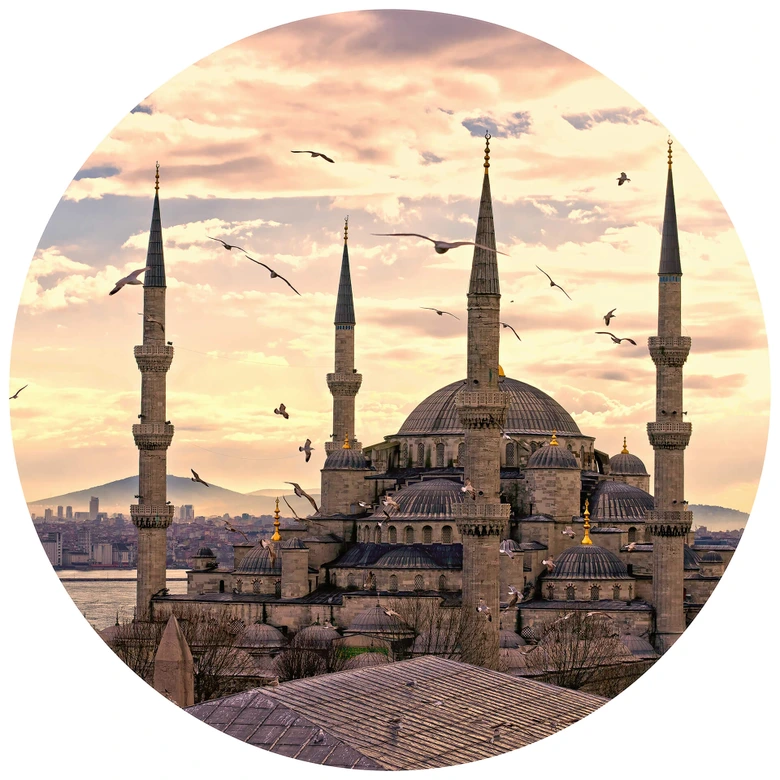 Round wall mural Blue Mosque - non self-adhesive/self-adhesive wallpapers 