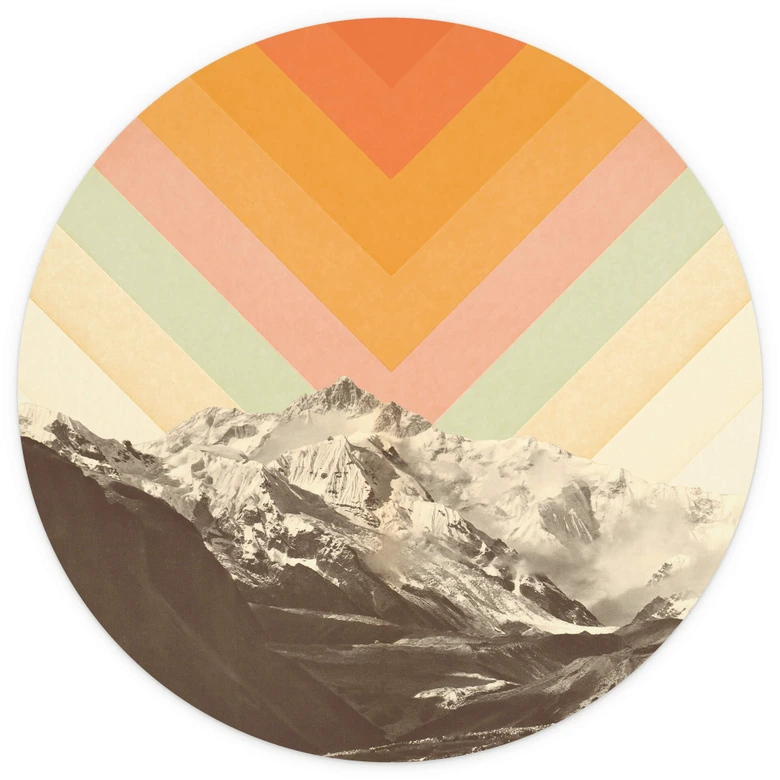 Fotomural montaña - retro paisaje de montaña redondo - Bodart - Papel pintado autoadhesivo/no tejido 