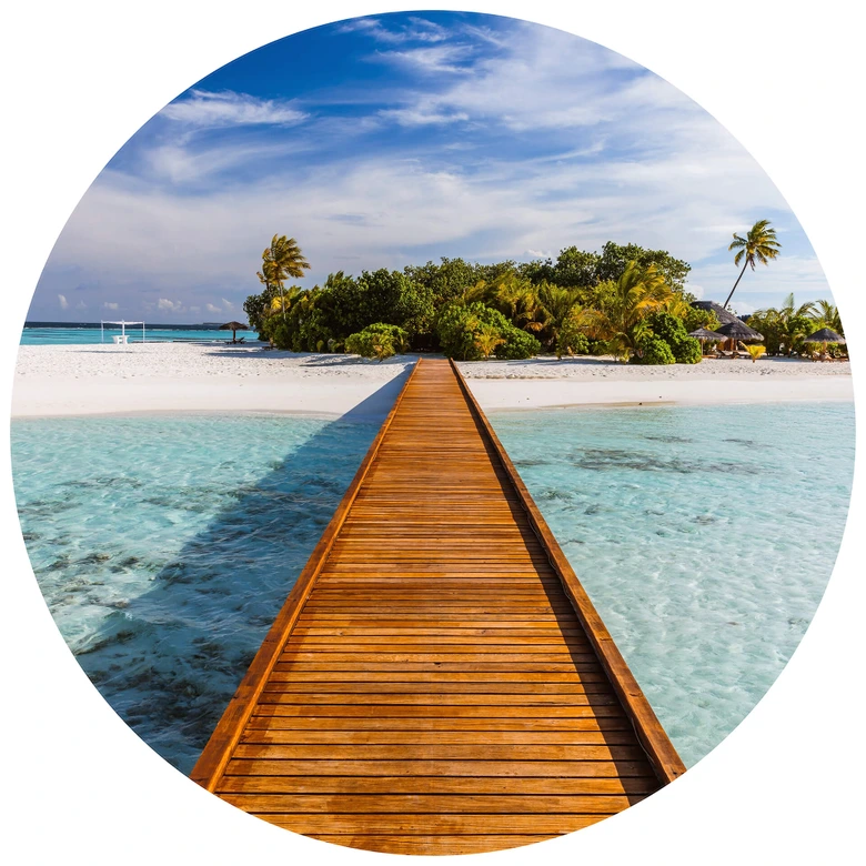 Fototapete Colombo - Paradies in der Südsee - Rund - Selbstklebend/Vlies 