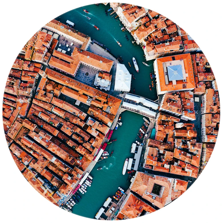 Fotomural Colombo - Venecia desde arriba - Redondo - Papel pintado autoadhesivo/no tejido 