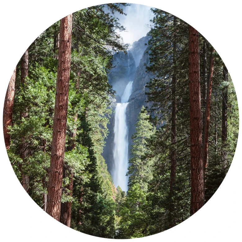 Fototapete Colombo - Wasserfall im Wald - Rund - Selbstklebend/Vlies 