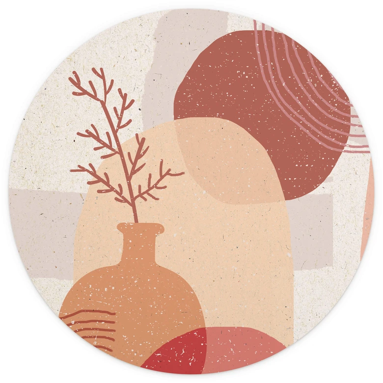 Fototapete Demir - Boho Illustration einer Pflanze - Rund - Selbstklebend/Vlies 