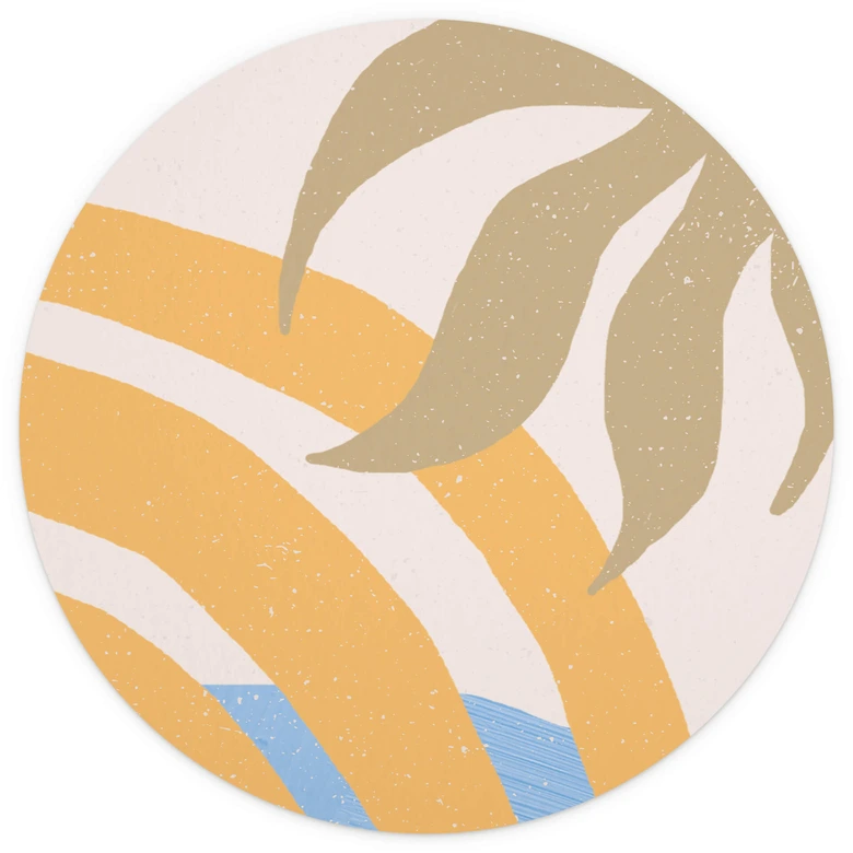 Papier peint photo rond Demir - Sunny Botanics - papier peint intissé/papier peint intissé autocollant 