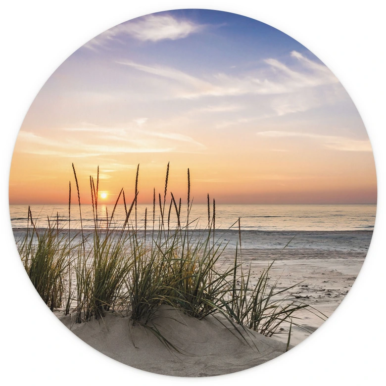 Fotomural Duna en la playa al atardecer - redondo - Papel pintado autoadhesivo/no tejido 