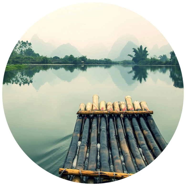 Fototapete Floßfahrt in China - Rund - Selbstklebend/Vlies 