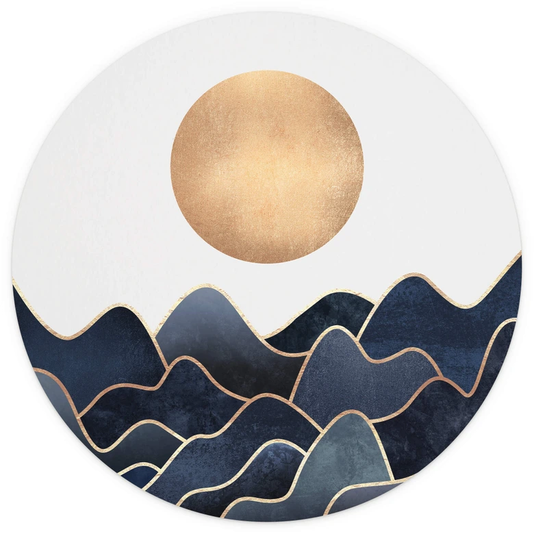 Papier peint photo rond Fredriksson - Vagues - papier peint intissé/papier peint intissé autocollant 