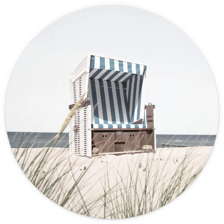 Strandstol vid Östersjön - rund Fototapet - non-woven tapet/självhäftande non-woven tapet 