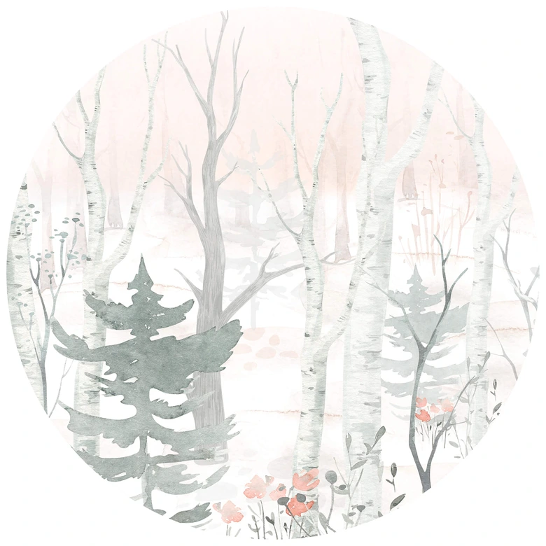 Round wall mural Kvilis - In the Forest - non self-adhesive/self-adhesive wallpapers 