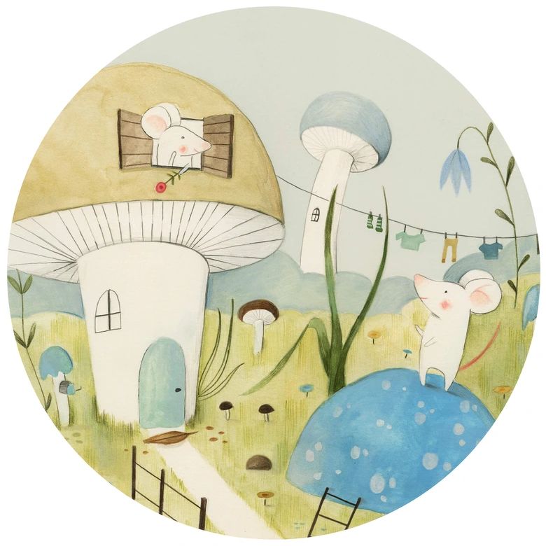 Round wall mural Loske - Mice City - non self-adhesive/self-adhesive wallpapers 