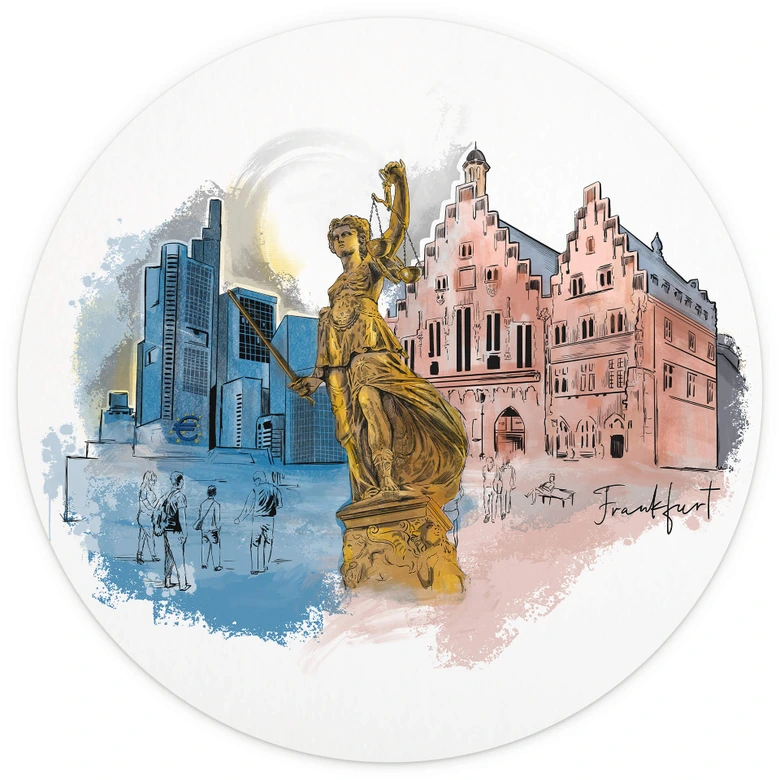 Fototapete Frankfurt - Rund - Love your City - Selbstklebend/Vlies 