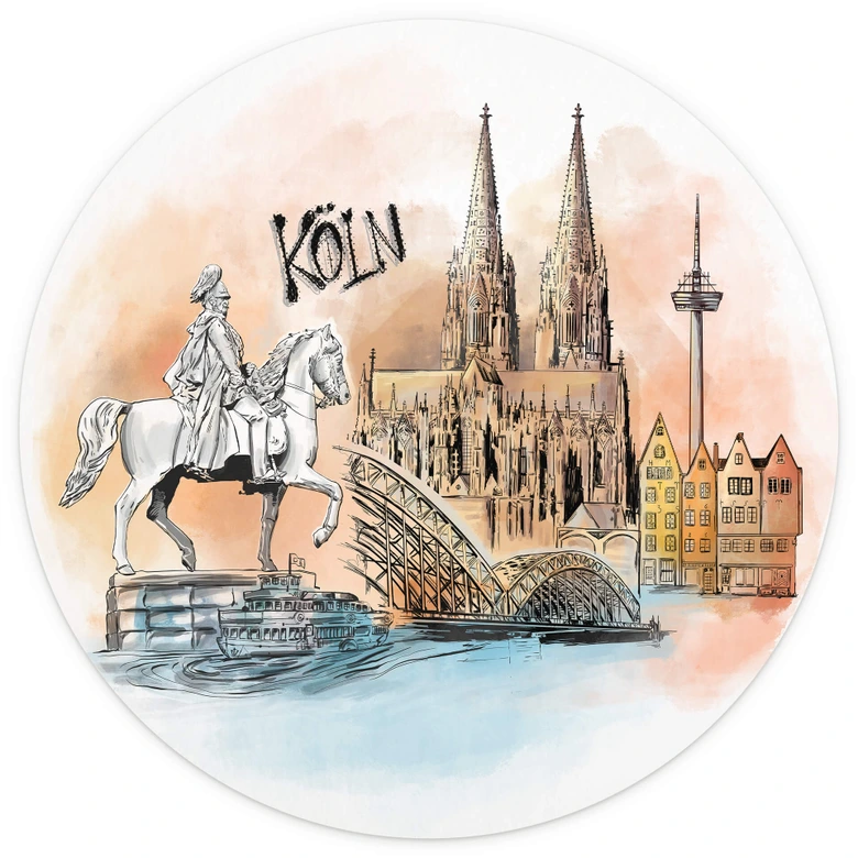 Fototapete Köln - Rund - Love your City - Selbstklebend/Vlies 