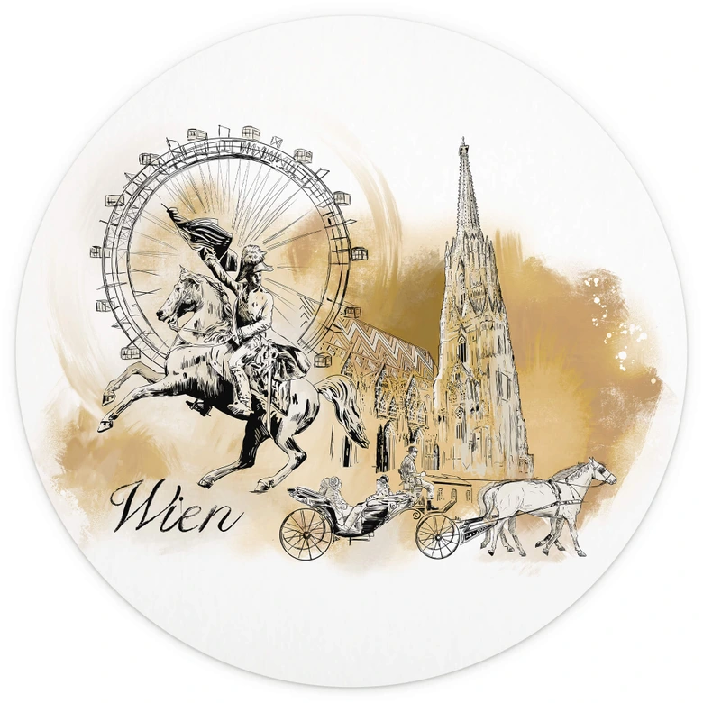 Fototapete Wien - Rund -  Love your City - Selbstklebend/Vlies 