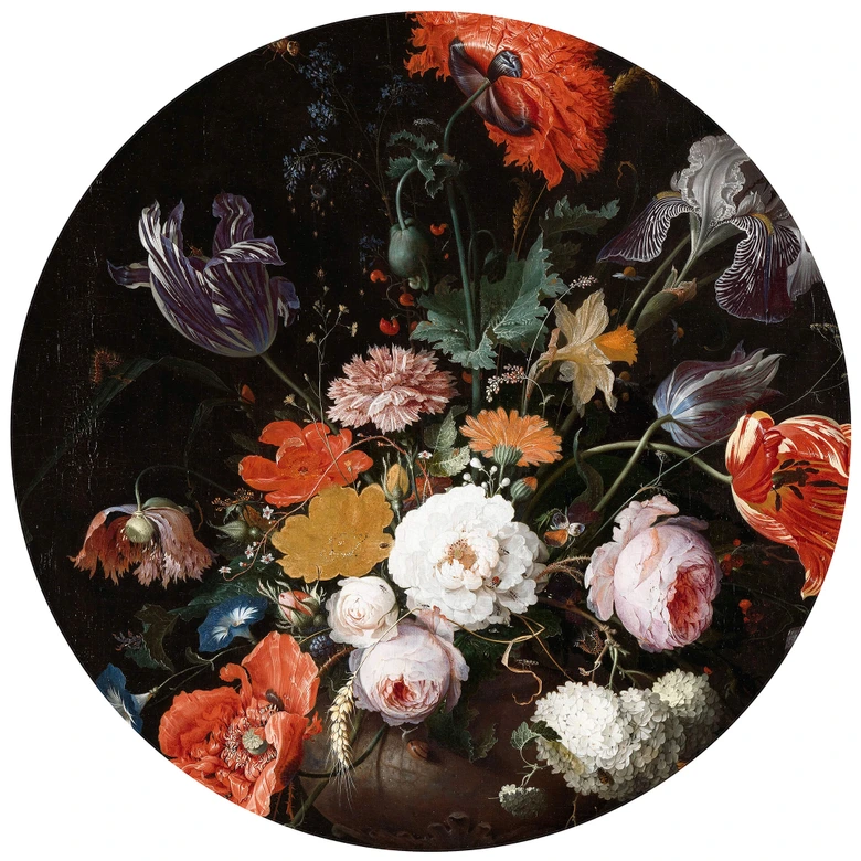 Fototapet - Rundt Mignon - Stilleben med blomster - vliesetapet/selvklæbende non-woven tapet 