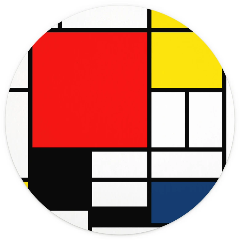 Behangcirkel Mondriaan - Compositie met Rood Geel Blauw en Zwart - vliesbehang/zelfklevend vliesbehang 
