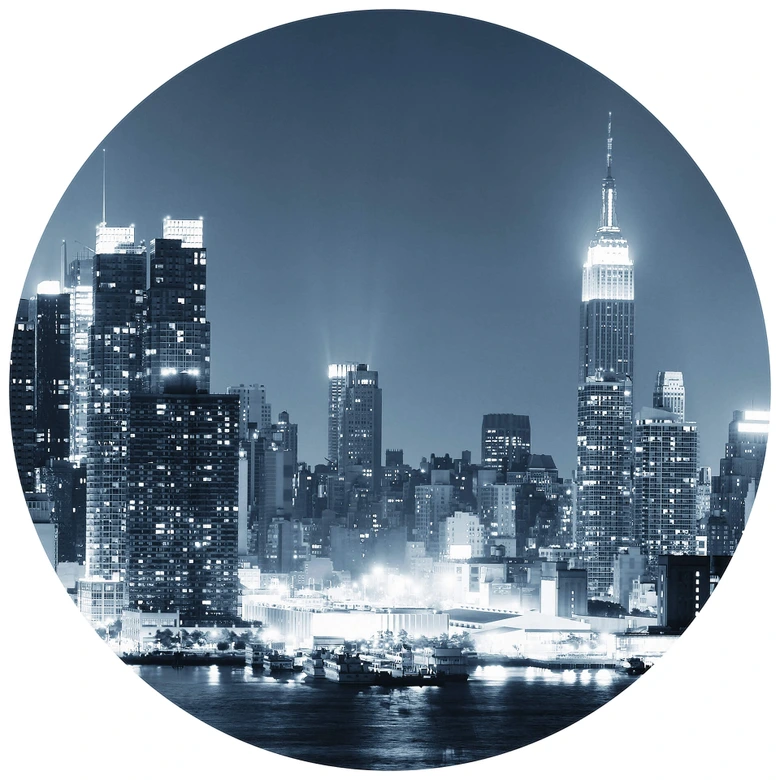 Round wall mural New York at Night 1 - non self-adhesive/self-adhesive wallpapers 