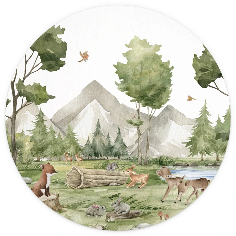 Oliver Robins - Söta djur i skogen - Fototapet - non-woven tapet/självhäftande non-woven tapet 