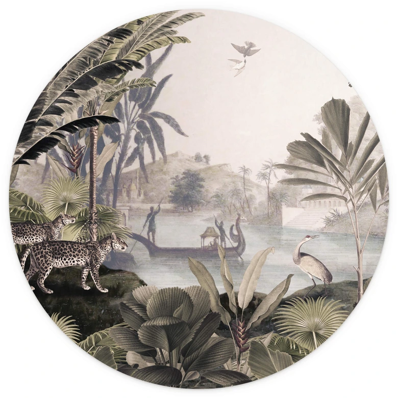 Fototapete Sir Edward - Landschaft mit Leoparden - Rund - Selbstklebend/Vlies 