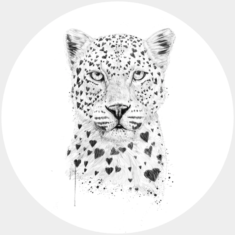 Round wall mural Solti - Loving Leopard - non self-adhesive/self-adhesive wallpapers 