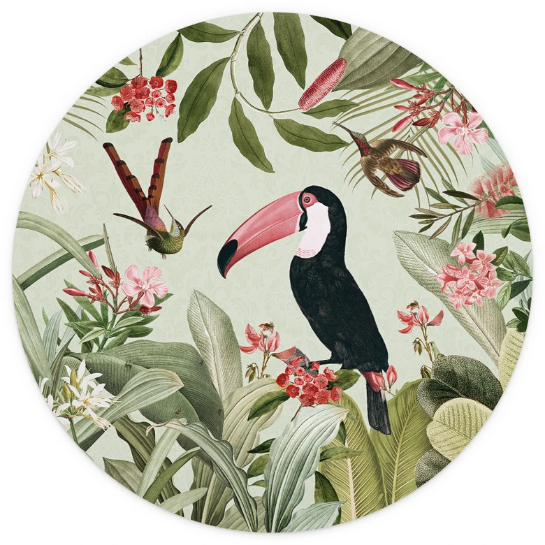 Tapet cirkel Tukan i et jungleparadis - UN Designs - vliesetapet/selvklæbende non-woven tapet 