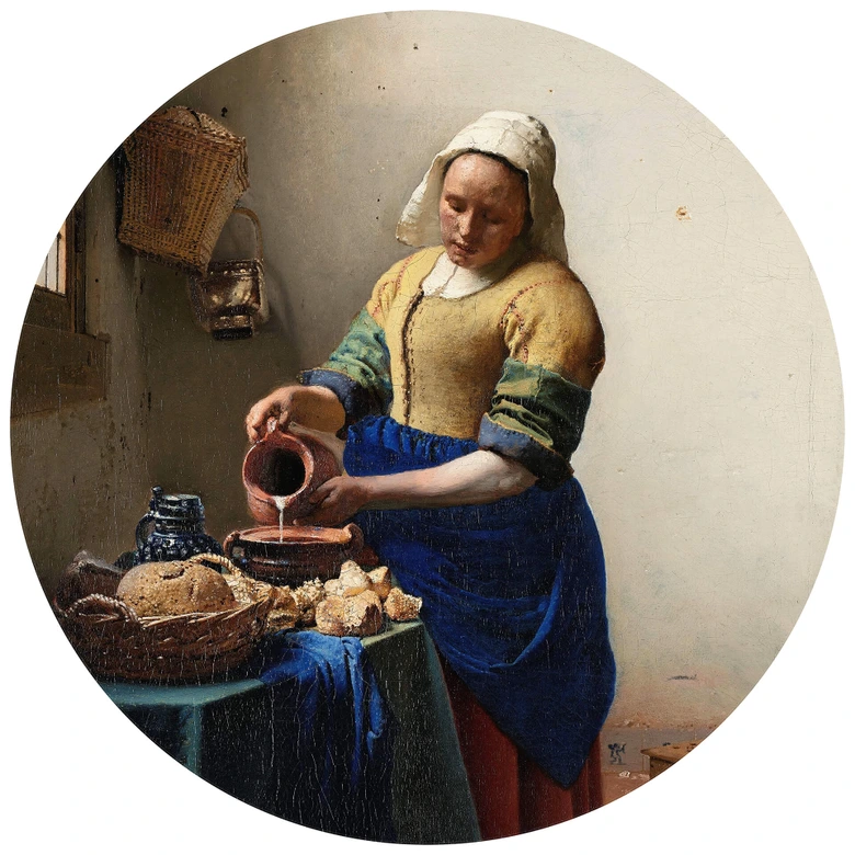 Runde Fototapete Vermeer - Das Mädchen mit dem Milchkrug - aus der LandIDEE Wohnen & Deko Kollektion 