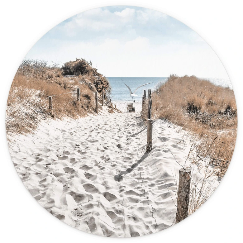 Fototapete Strandaufgang Dünen - Rund - Selbstklebend/Vlies 