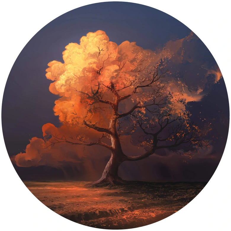 Behangcirkel Aerroscape - Autumn Fantasy - vliesbehang/zelfklevend vliesbehang 