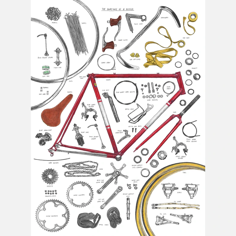 Papier peint photo Sparshott - Les composantes d'une bicyclette 