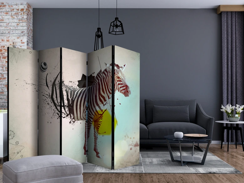 Paravent, Raumteiler freistehend, Trennwand - In Disharmonie mit der Natur , 5-teilig - 225x172 cm 