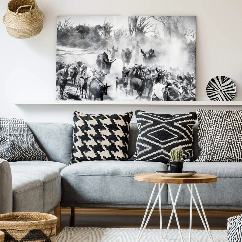 Glasschilderij Tagliarino - Kudde geiten in Afrika 