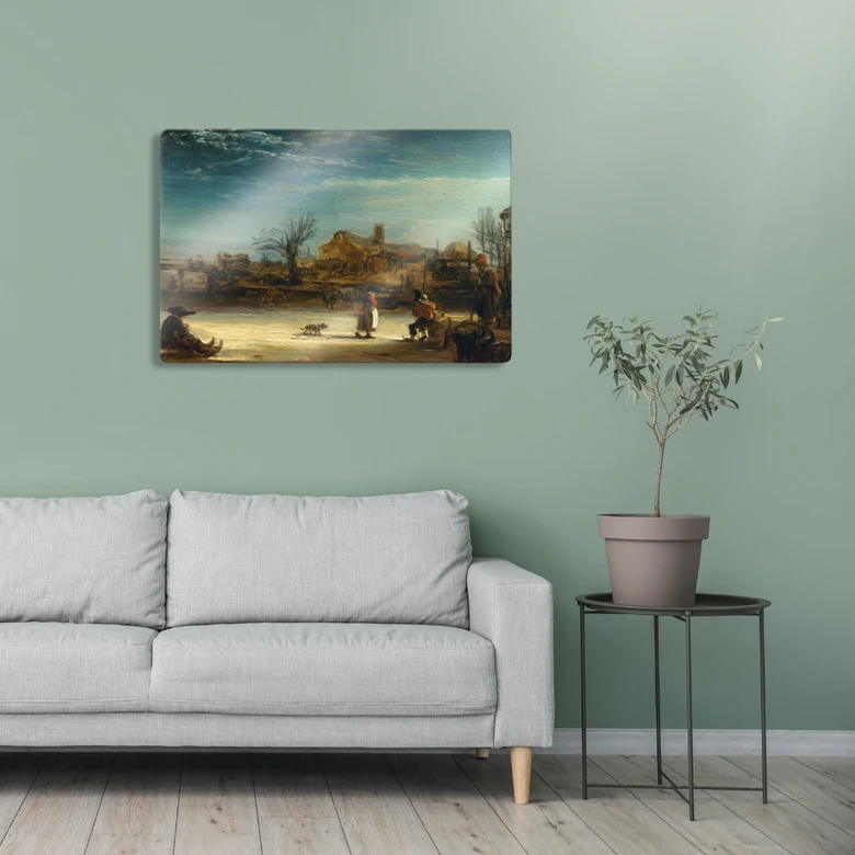 Glasbild Rembrandt - Winterlandschaft 
