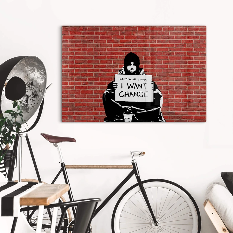 Glasbild Banksy - Keep Coins 