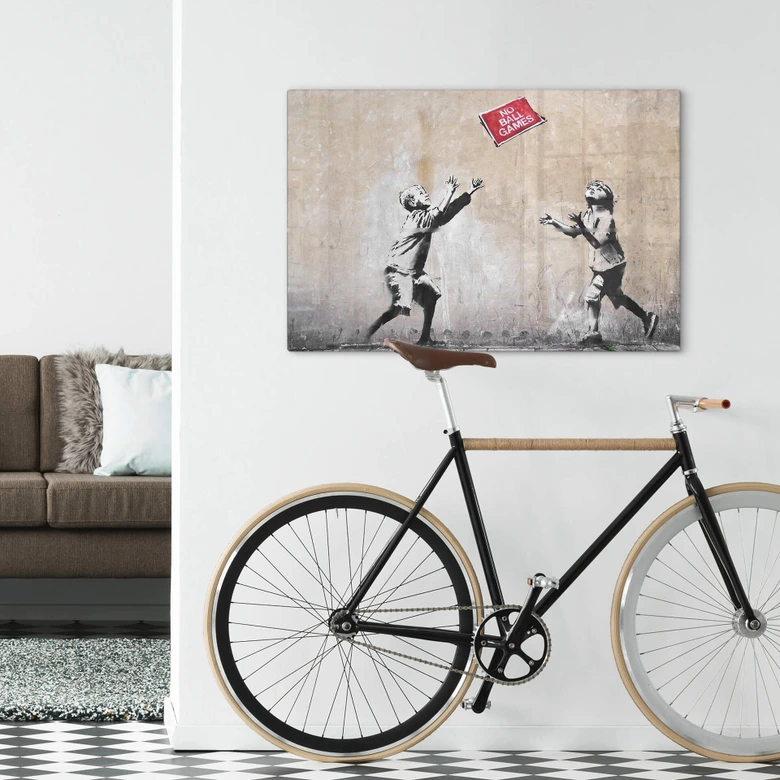 Glasbild Banksy - No Ball Games 