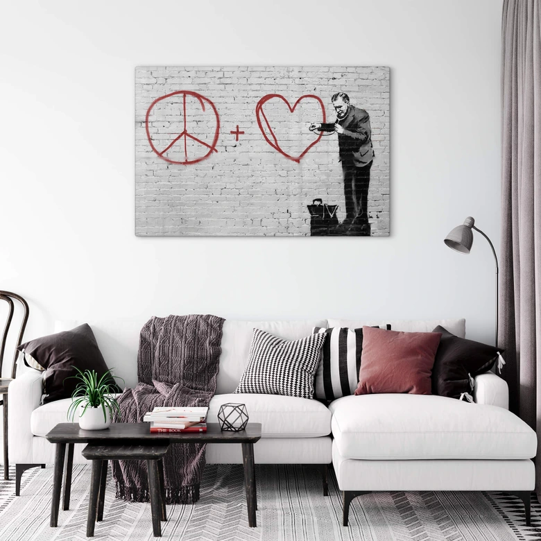 Glasbild Banksy - Peaceful Hearts Doctor 