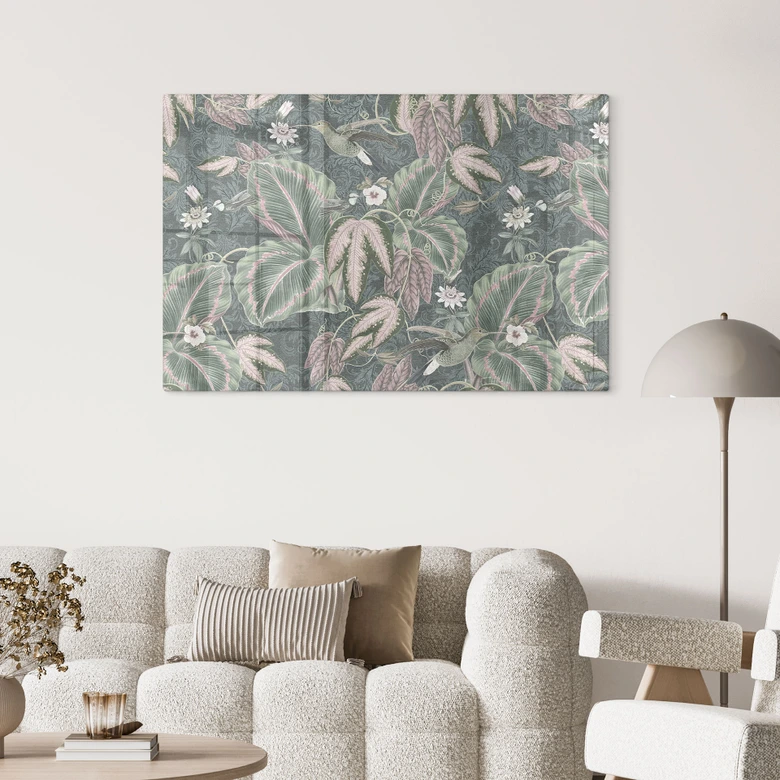 Dschungel Glasbild Kolibri im Tropenwald - Bloomery Decor 