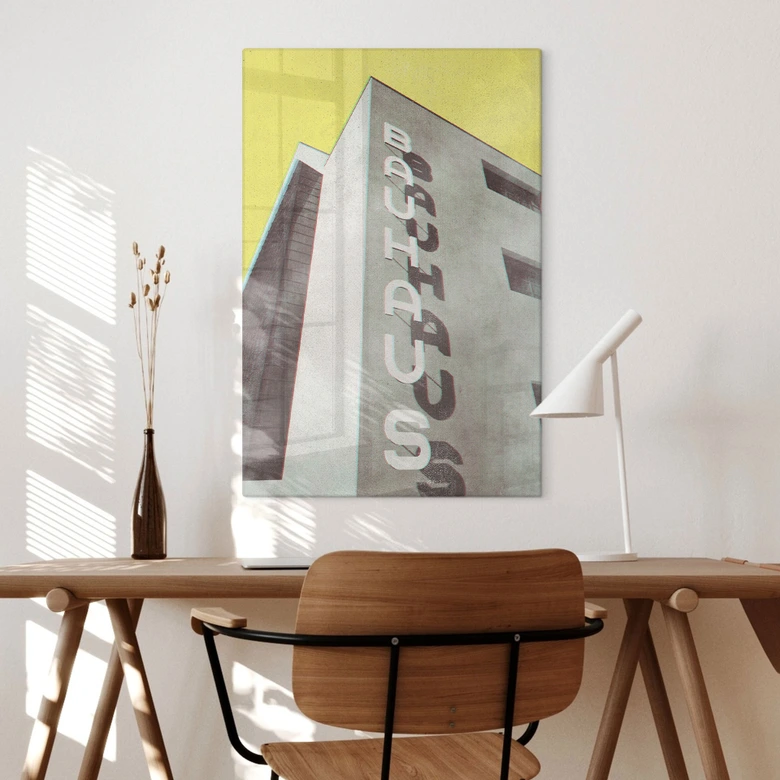 Glasbild Vintage Bauhaus Dessau Architektur - Blursbyai 