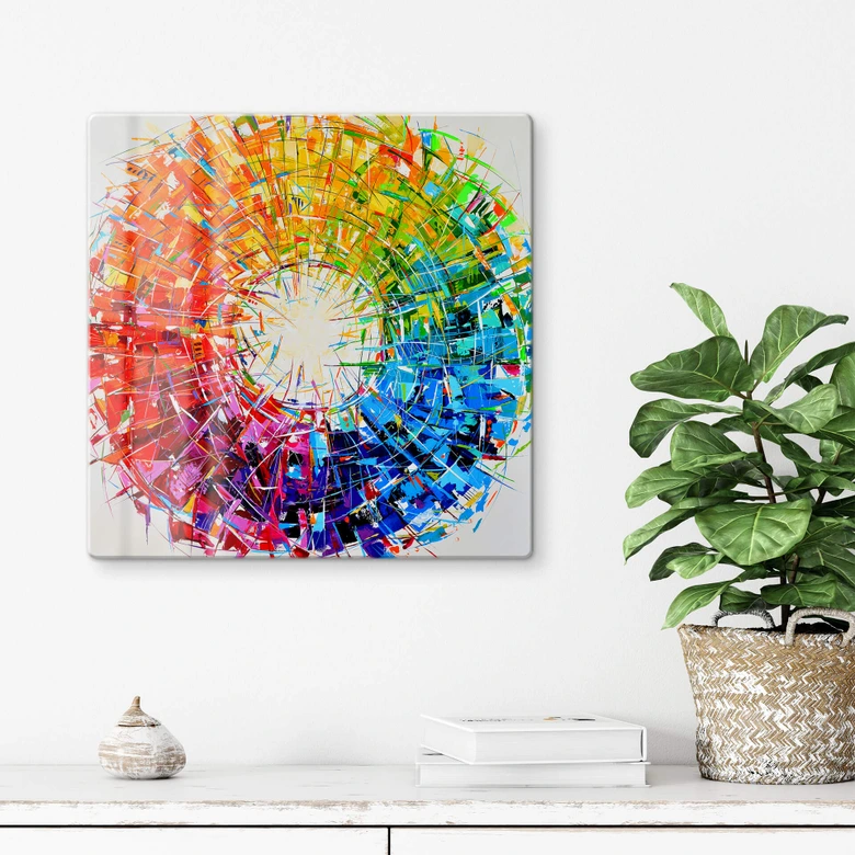 Glasbild Fedrau - Farbkreis - Quadratisch 