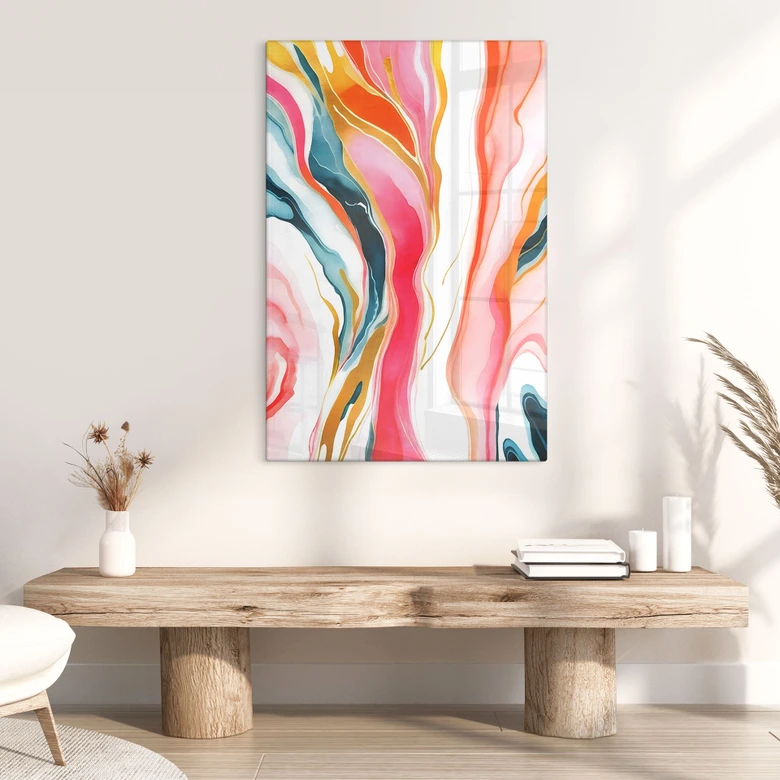 Tableau sur verre Marbrerie colorée abstraite - Gokhale 