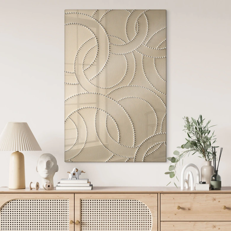 Glasbild Abstrakte Ringe beige - Grande 