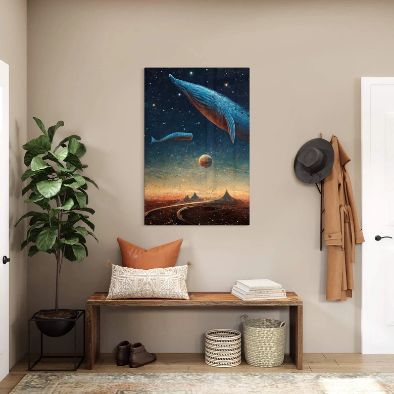 Glasbild Heine - Zwei Wale im Weltall - Astro Cruise 