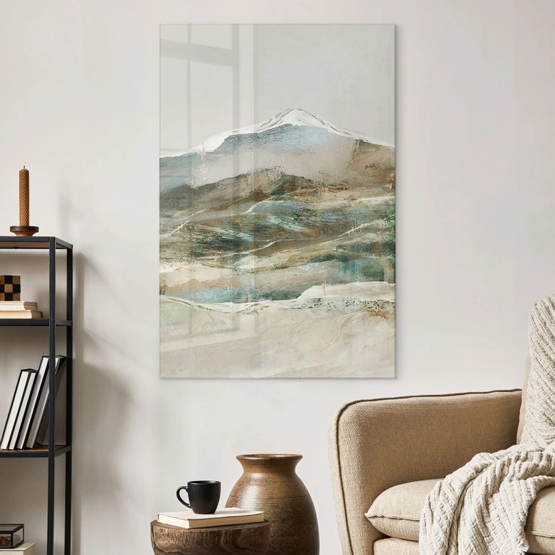 Glasbild Berge Abstrakt - Hobday 