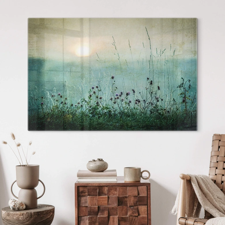 Tableau sur verre Kværnstrøm - Dew-covered sunrise 