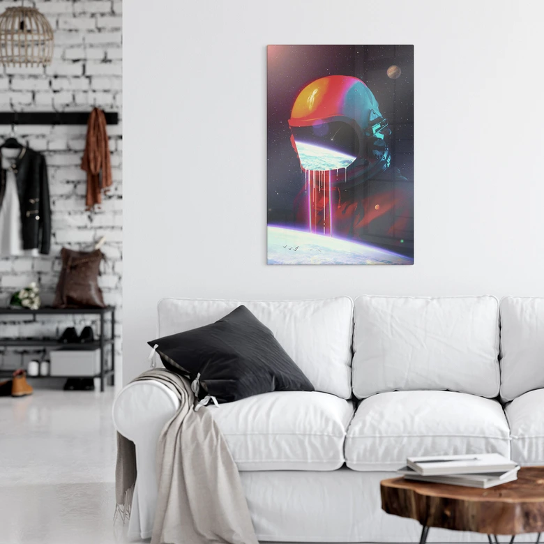 Glasbild Astronaut mit Blick auf die Erde - Nicebleed 