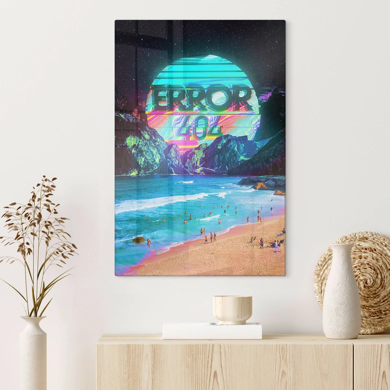 Glasbild Error 404 am Strand - Nicebleed 