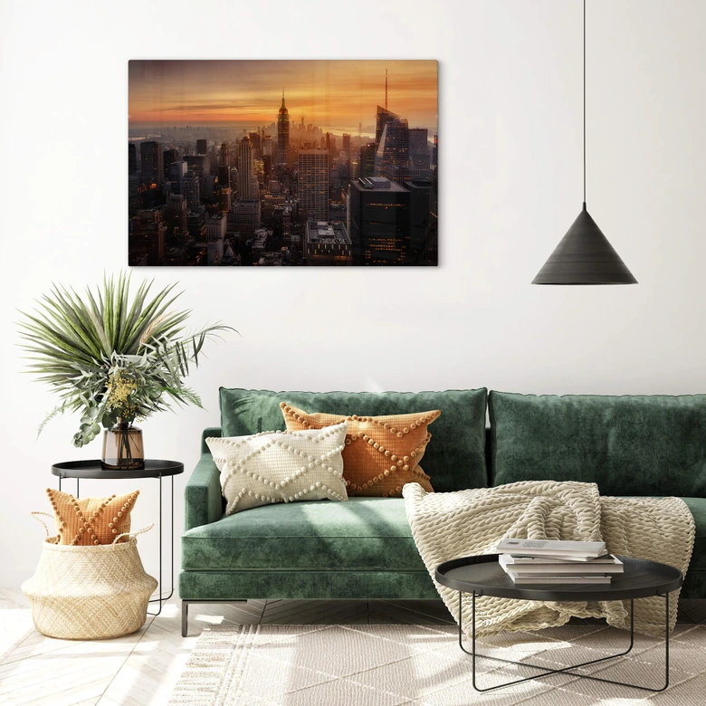 Glasschilderij Ruiz Dueso - New York Sunset 