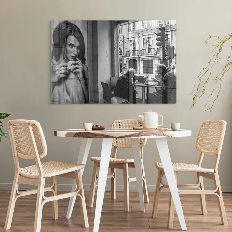 Glasbild Sarmento - Zweisamkeit im Café 