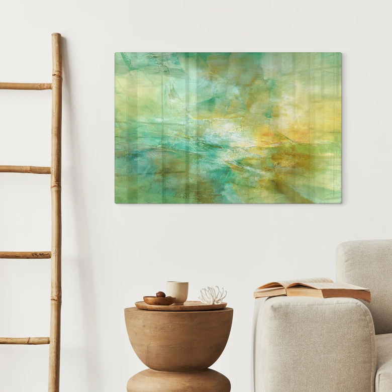 Glasbild Abstrakter Horizont in Limettengrün - Schmucker 