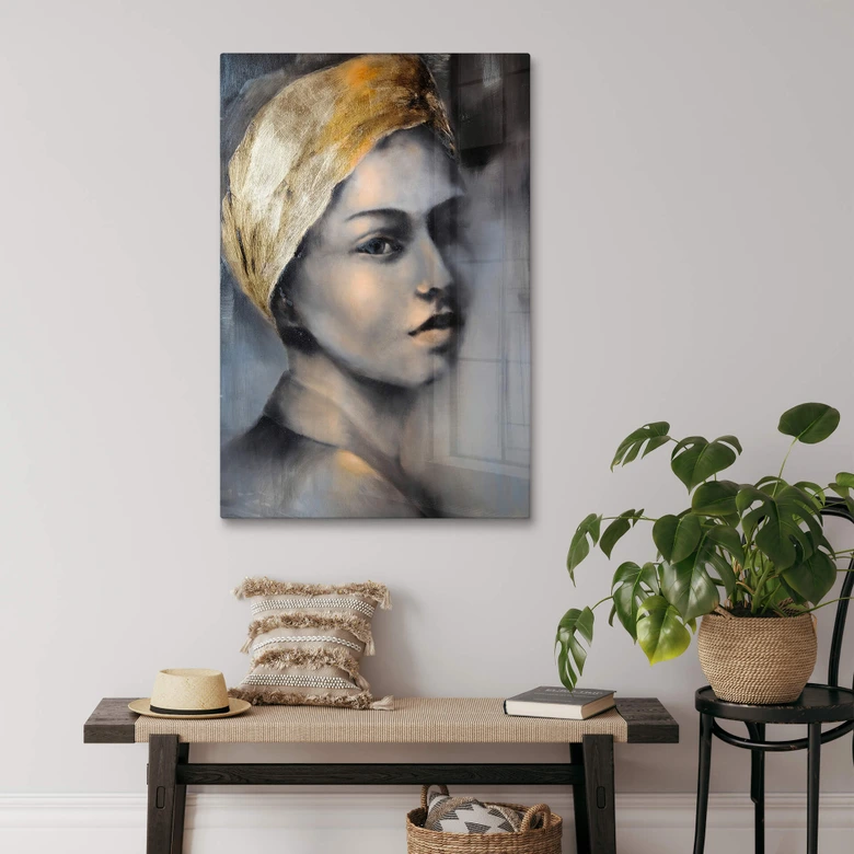 Glasbild Schmucker - Das Mädchen mit dem goldenen  Haarband 