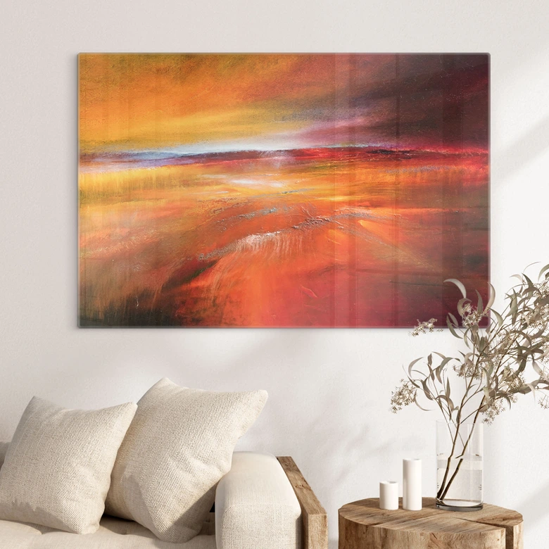Glasbild Herbstlandschaft im Abendlicht - Schmucker 