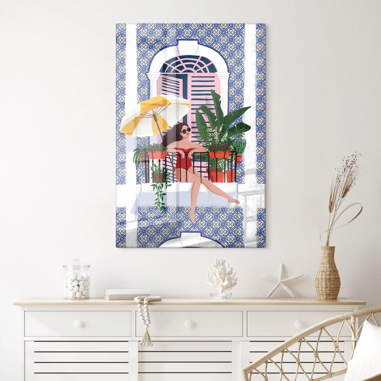Glasbild Urlaub auf dem Balkon - Tomljanovic 