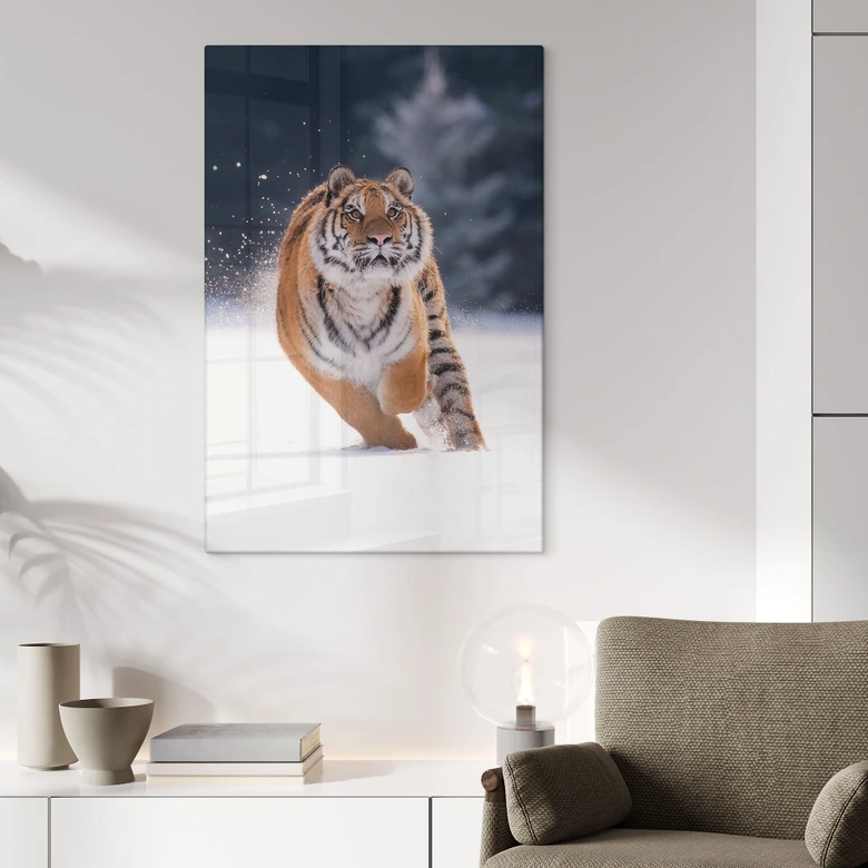 Glasbild Sibirischer Tiger im Schnee - van Duijn 